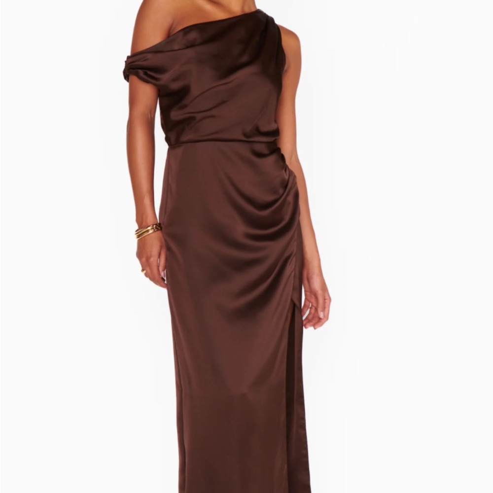 Show Me Your MuMu Chocolate Brown One-Shoulder Maxi Dress